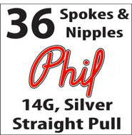 Phil Wood Straight Pull, Silver, 36 Spokes and Nipples