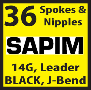 Sapim Leader, Black, 36 Spokes and Nipples
